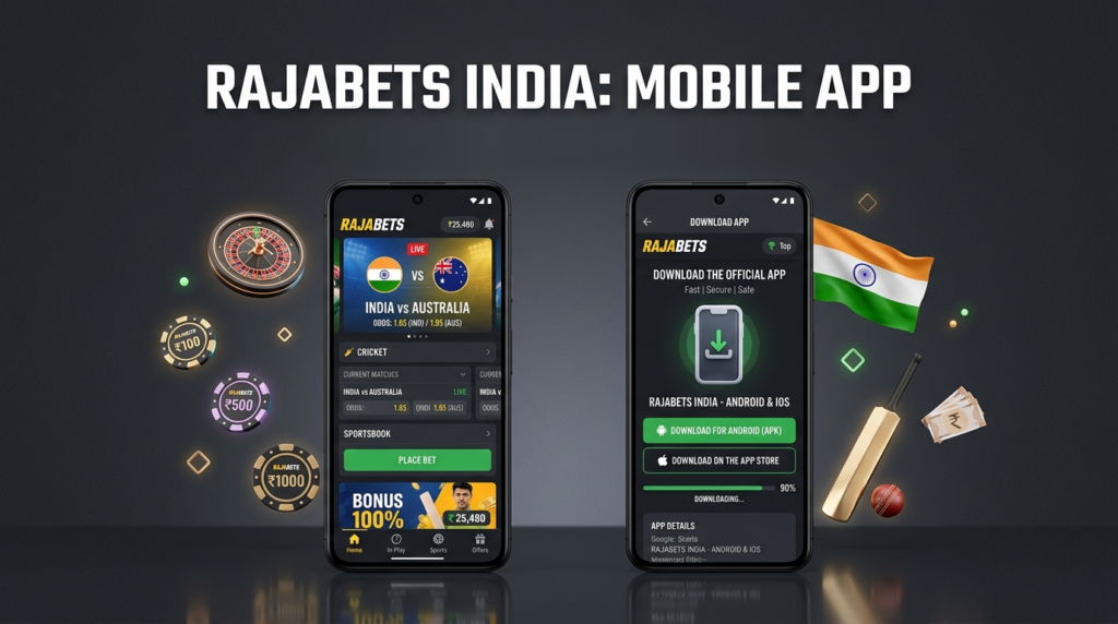 Rajabets India 2026 mobile access covering Android APK installation, iOS access, sports betting, and casino gameplay