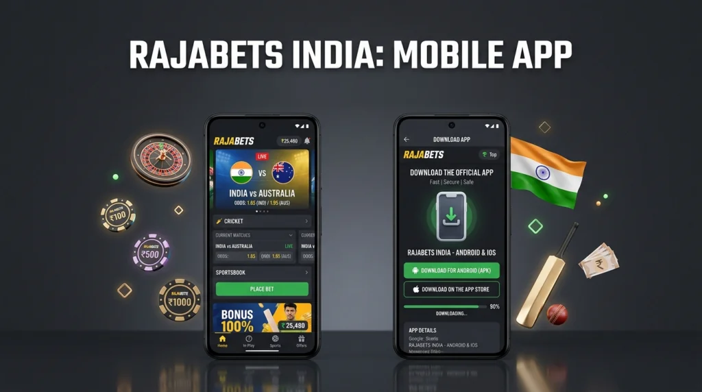 Rajabets India 2026 mobile access covering Android APK installation, iOS access, sports betting, and casino gameplay